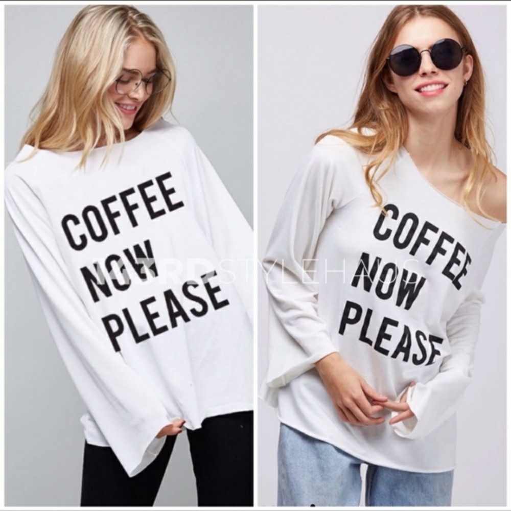 SALE!🔥Coffee Now Please Graphic Boat Neck Top